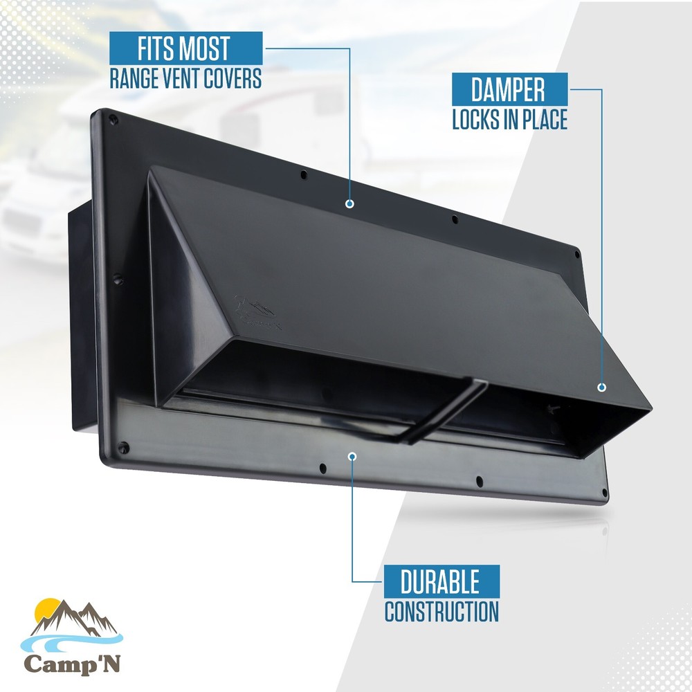 Mobile Home - RV Exterior Sidewall Range Hood Vent with Damper - White - Camp'N