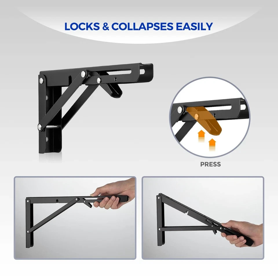 Wall Table Fold Down Hinge,10 Inch Self-Locking Folding Hinge,Save Space Drop