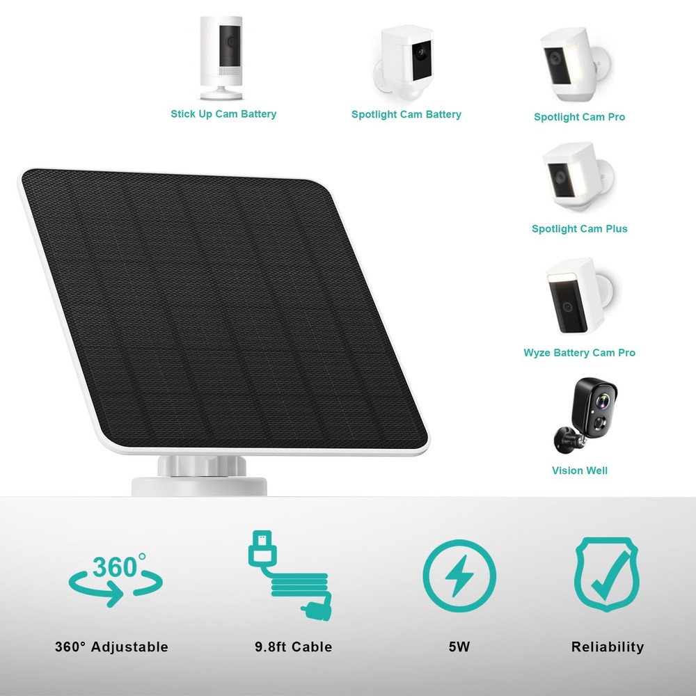 Solar Panel for Ring Camera, 5W Charger Stick Up Cam,...