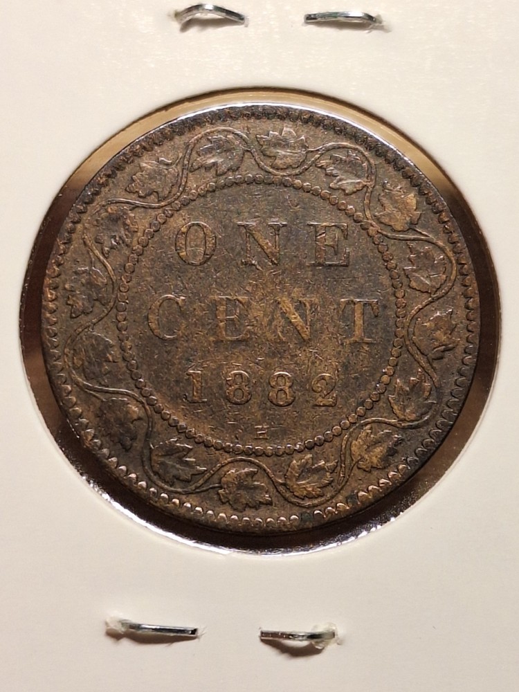 1882-H Obverse 2 Variation Canada One Cent Large Cent Light Woody Toned!