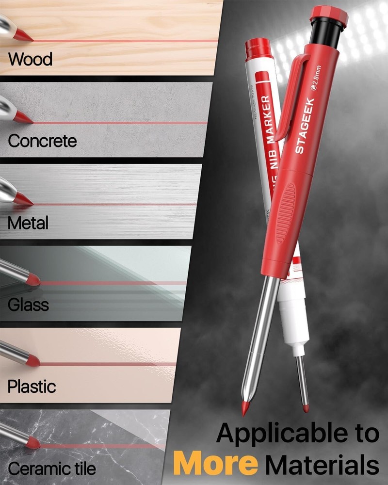 Carpenter Pencil with Sharpener, Mechanical Pencils Set with 26 Refills,