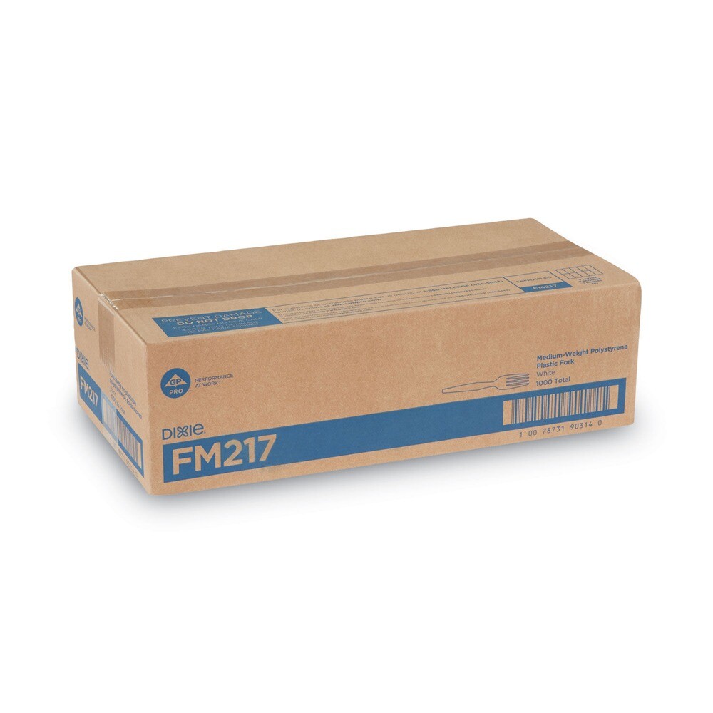 Dixie FM217 Heavy Mediumweight Plastic Fork - White (1000/Carton) New