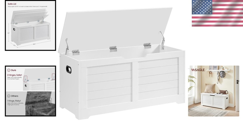Storage Chest, Storage Bench with 2 Safety Hinges,
