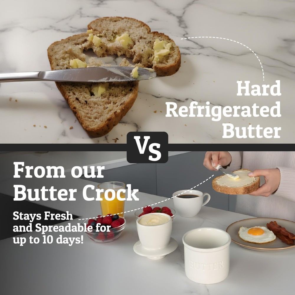 Priority Chef Ceramic Butter Crock with Lid Water Line