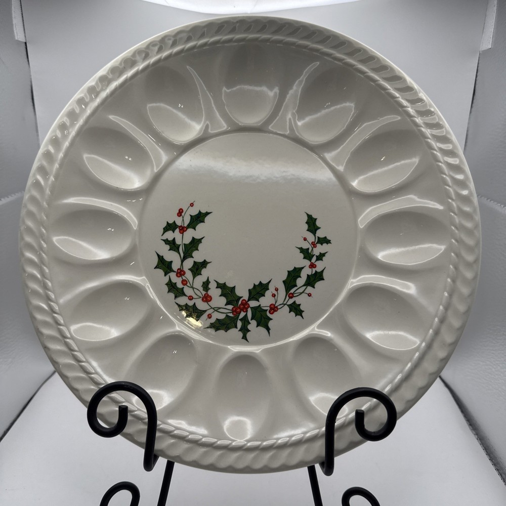 Royal China vintage Holly Deviled Egg Plate