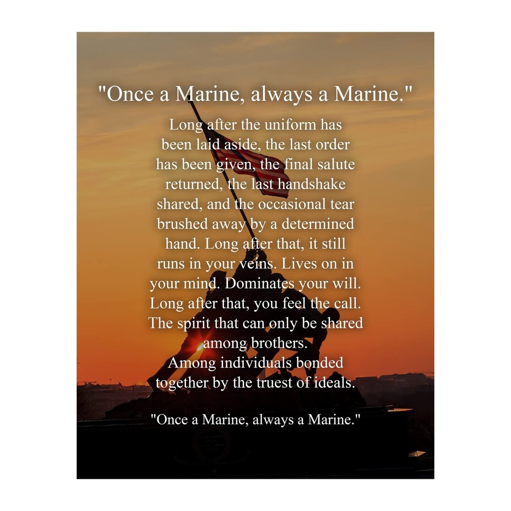 Once A Marine, Always A Marine - Inspiring USMC Creed Wall Decor Print, Ameri...