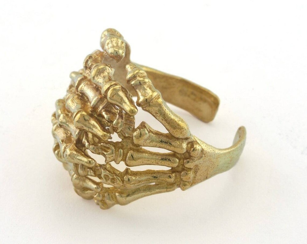 Skeleton Hand Ring Adjustable Ring Raw Brass (19mm 9US inner size) 3302