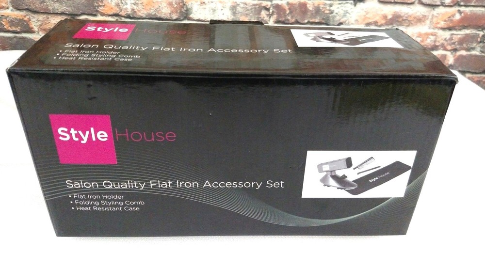 Style House 3-Piece Salon Quality Flat Iron Accessory Set Iron Holder Comb Case