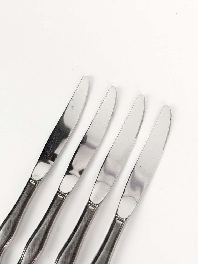 4 Pc Oneida Rogers TWILIGHT Modern Knife 6-1/4" Burnished Stainless Flatware