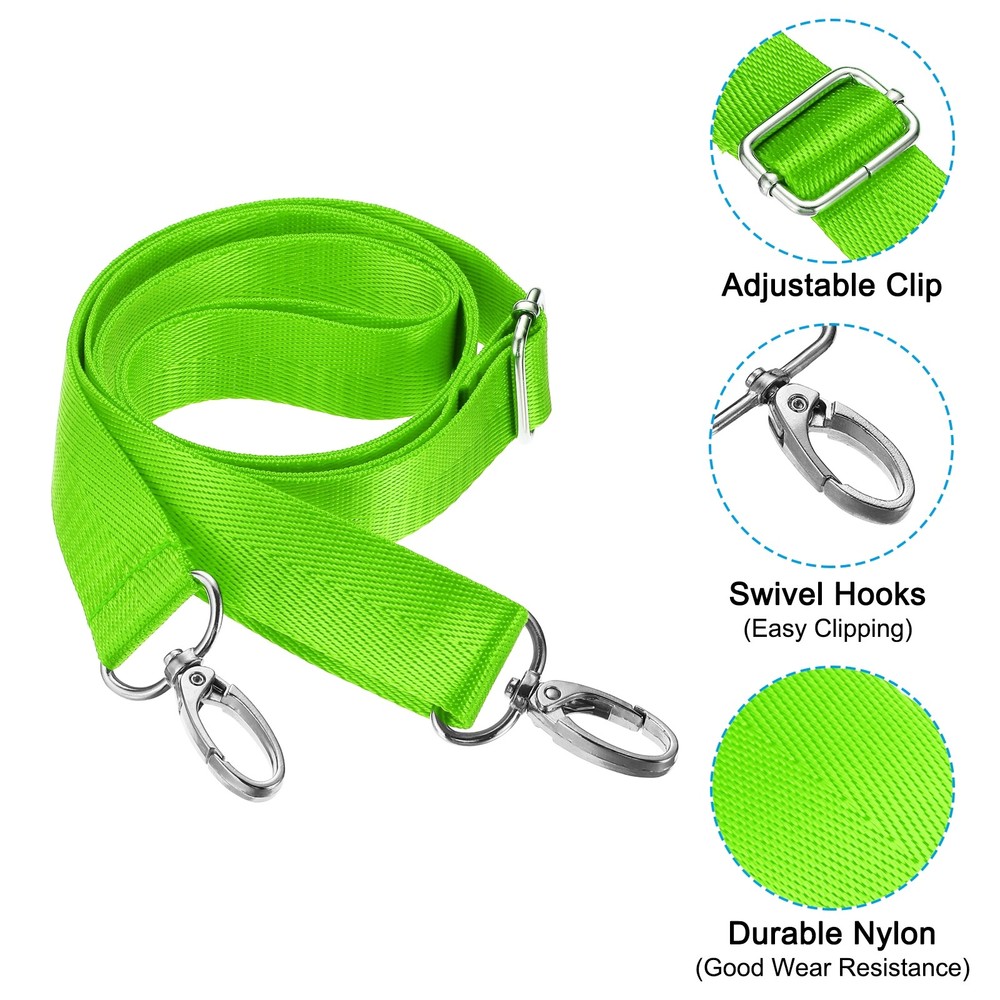 59" Shoulder Strap, 0.98" Width Adjustable Strap with Hooks, Fluorescent Green