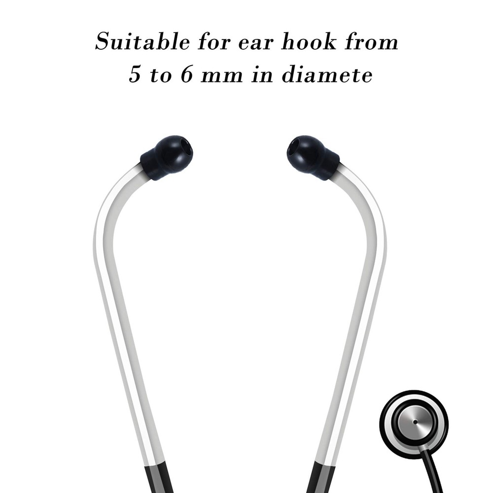 36 Replacement Ear Tips for Stethoscopes, Universal Soft-Sealing Earbuds, Black