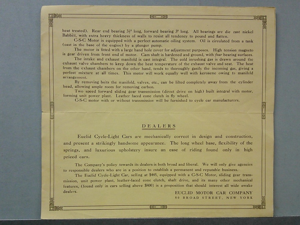 1914 Euclid Rare Orphan Sales Folder