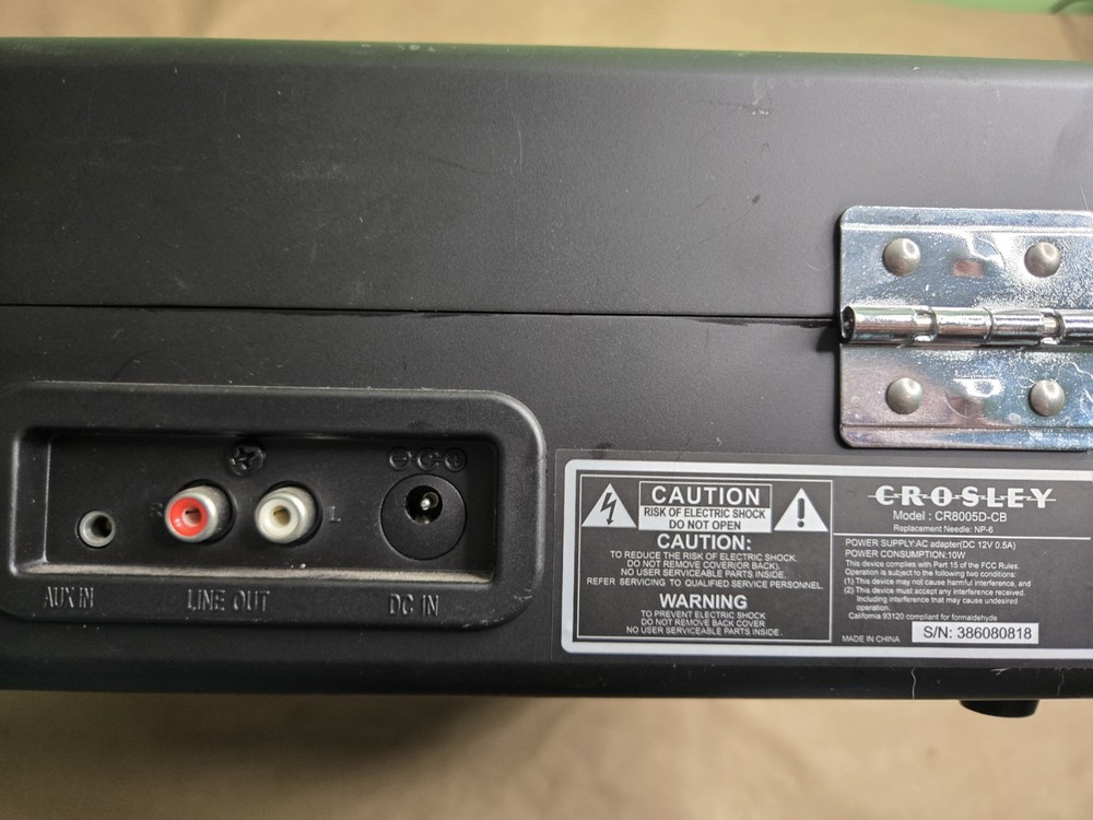 Crosley Turntable Record Player No Adapters No Cords CR8005D-CB