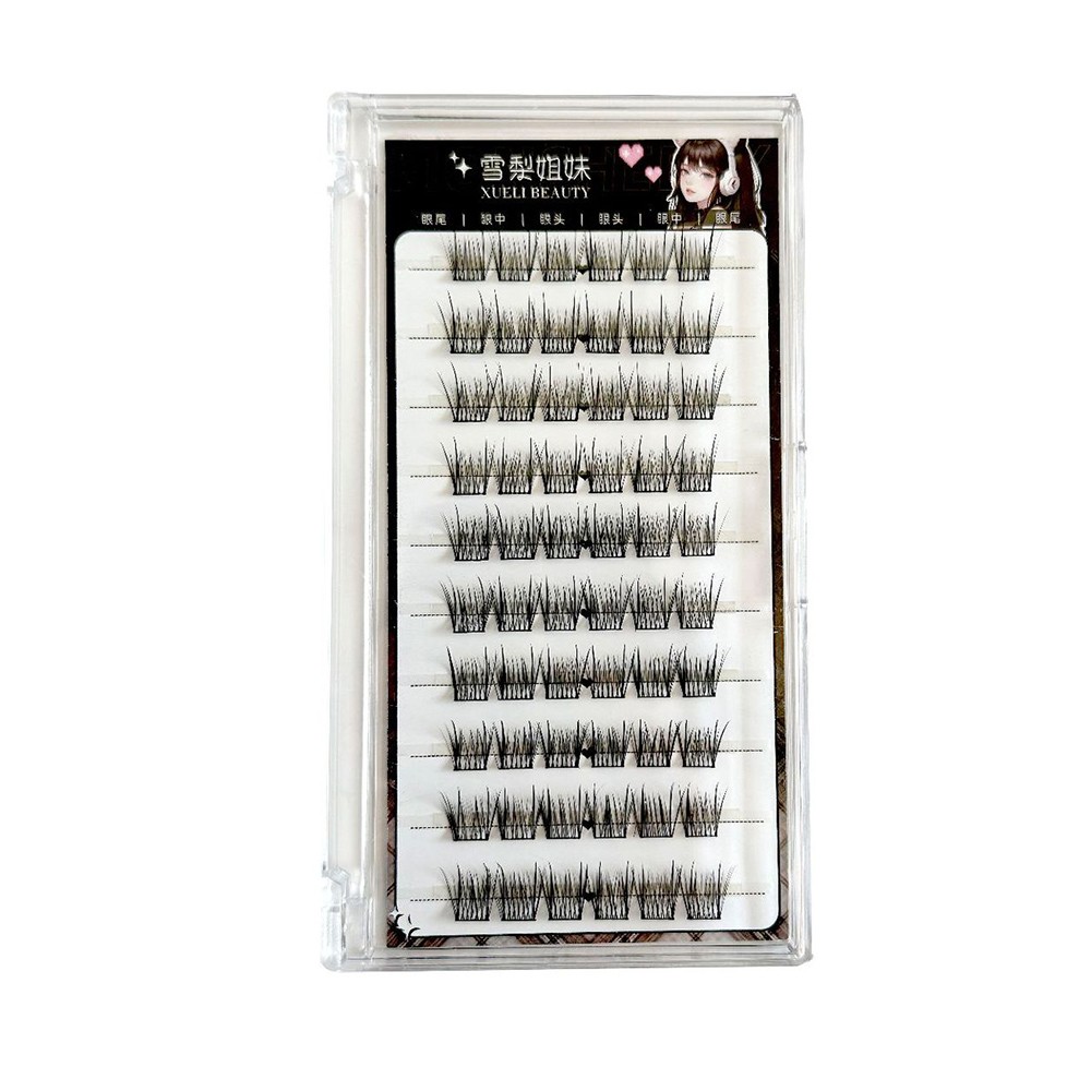 False Eyelashes for Glue Free Application 10 Rows 60 Clusters Black 11mm