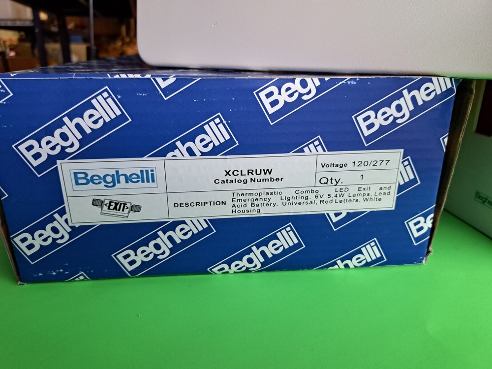 Beghelli Exit Lamp XCLRUW Thermoplastic Combo LED Exit & Emergency Lighting *NIB