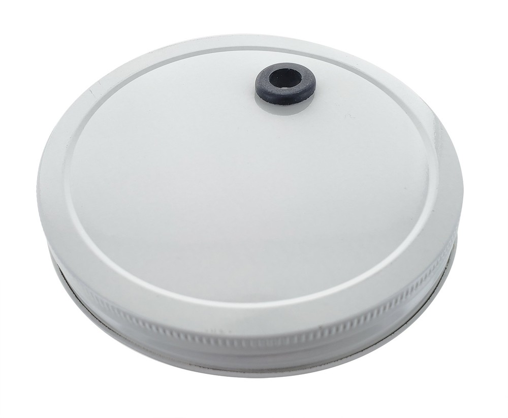 Drilled Metal 110mm Lid with Grommet For One Gallon And 64oz Wide Mouth Glass