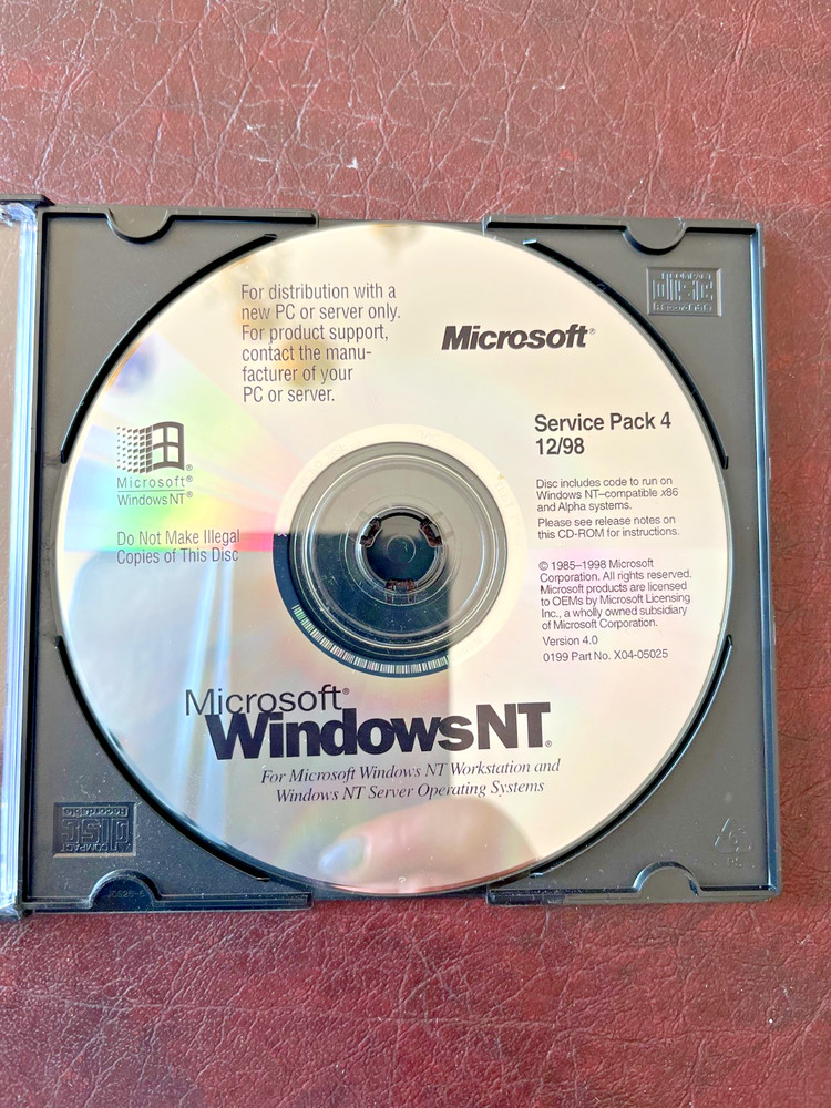 Microsoft Windows NT Service Pack 4 For Workstation PC CD-ROM