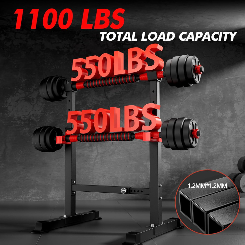Adjustable Squat Rack, 550LBS Multi-Function Barbell Rack for Weight Lifting and