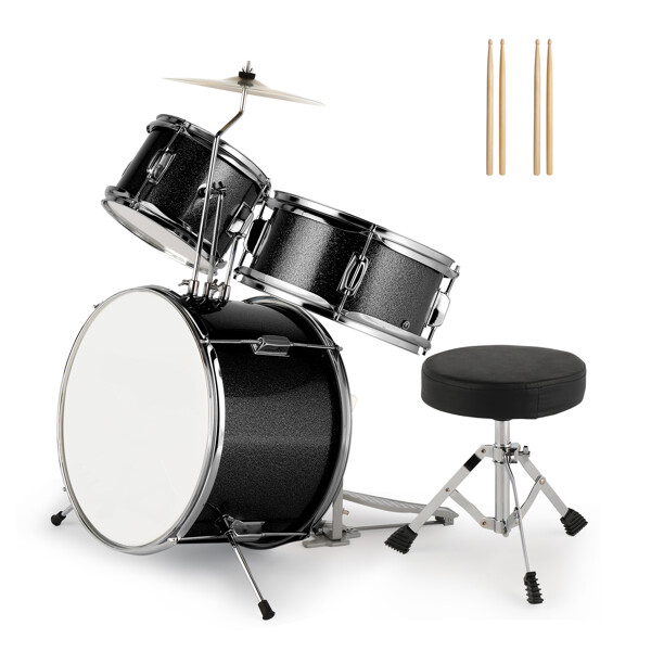 14 "X10" three-piece children's drum set black
