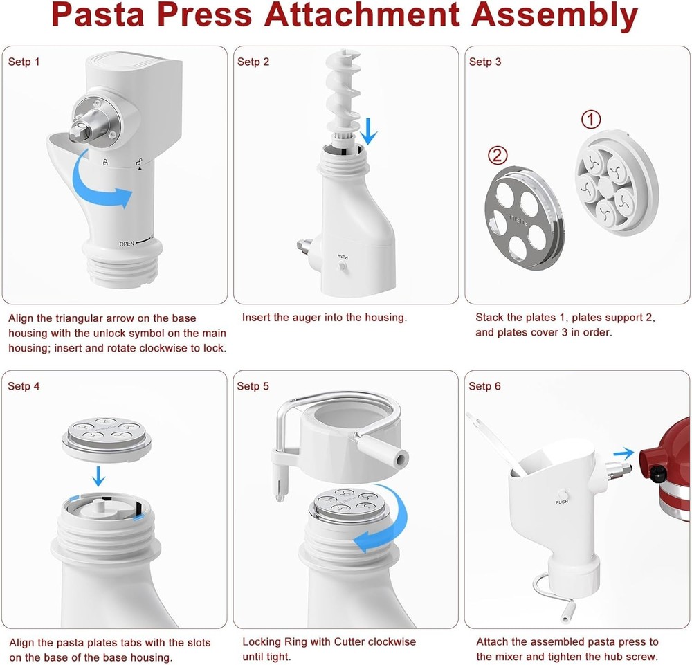 Versatile Kitchenaid Pasta Maker with 7 Plates & Durable High-Strength Plastic