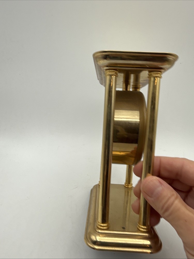 Vintage BULOVA Shelf or Table Quartz Bright Brass Clock