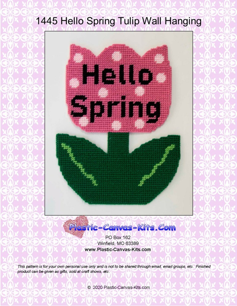 Hello Spring Tulip Wall Hanging-Plastic Canvas Pattern or Kit