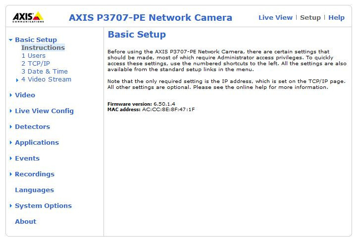 1x Axis P3707-PE 8MP used, very clean, fully functional