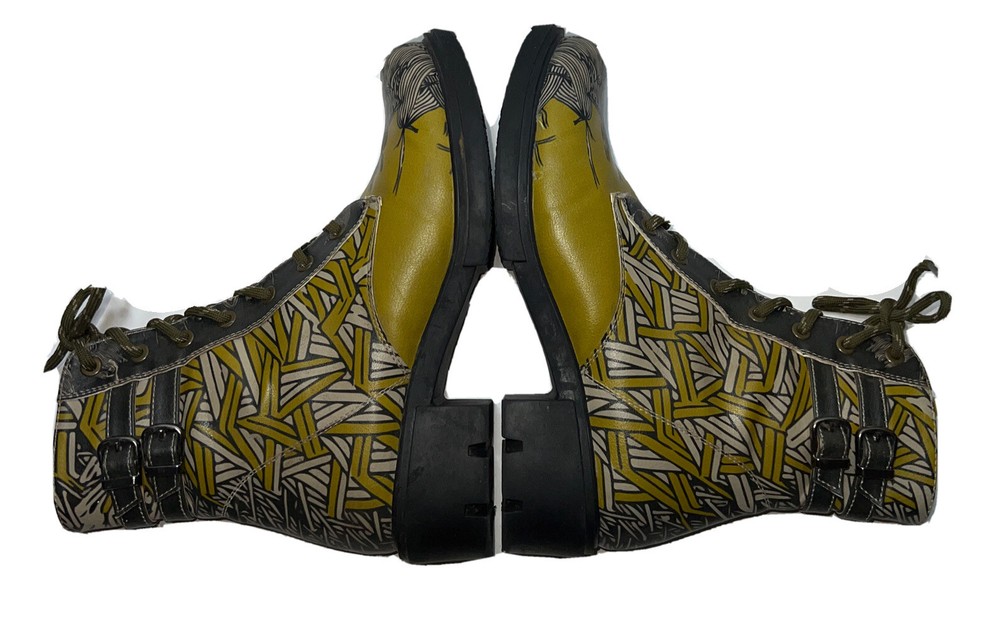 Goby size 41 10.5 wild printed ankle boot buckle zipper corn wheat combat