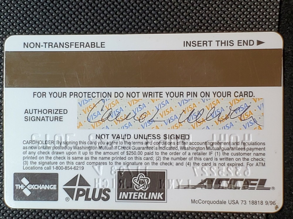 Washington Mutual Visa exp 1998 cc1431