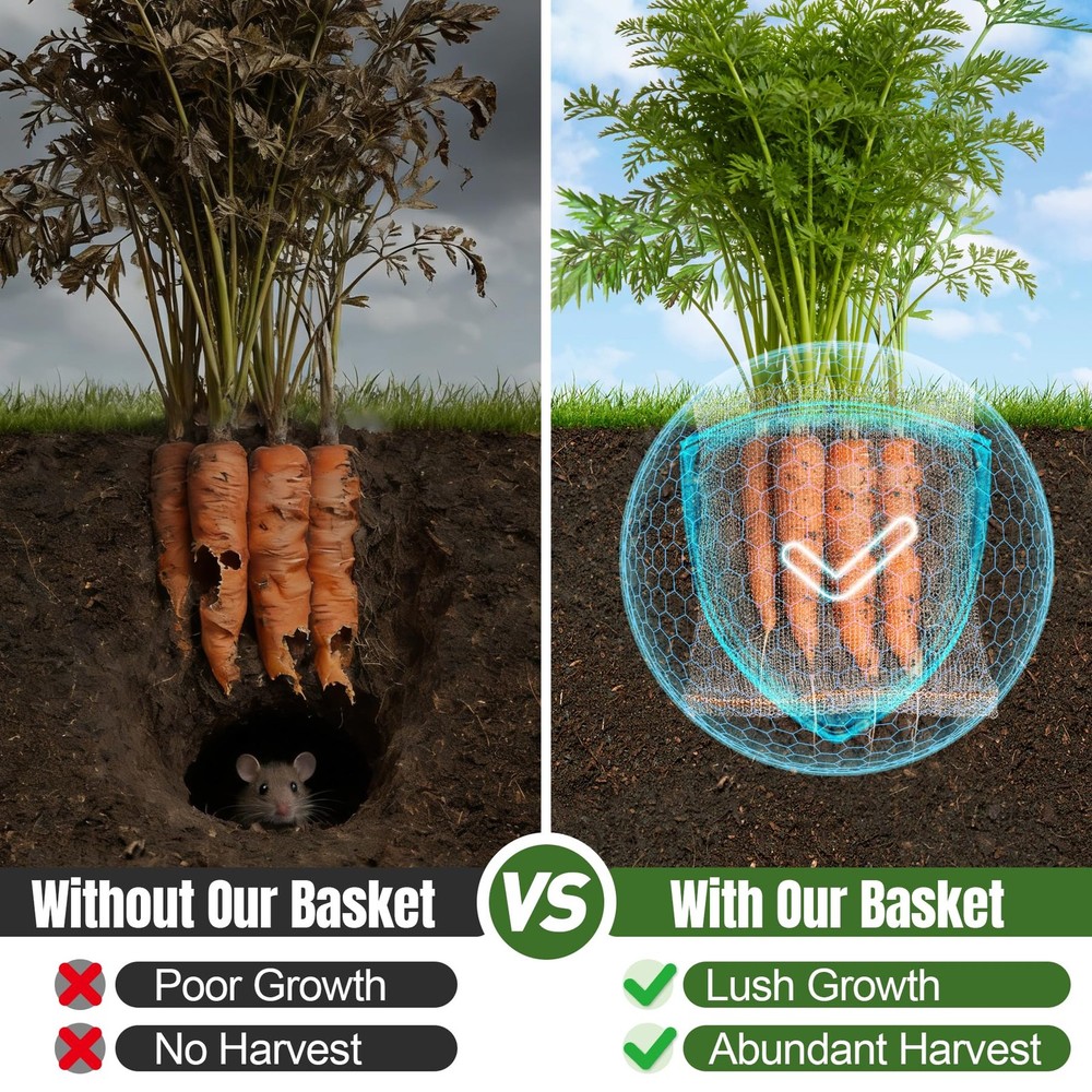 16 PCS 1 Gallon Root Guard Gopher Proof Wire Baskets, Stainless Steel Gophers...