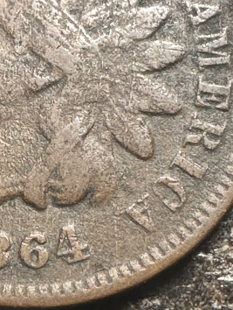 1864-L Indian Cent #444