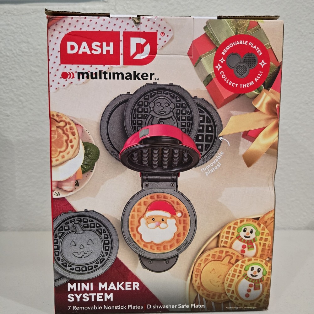 Dash MultiMaker Mini System Waffle Griddle Removable Plates Storage Xmas