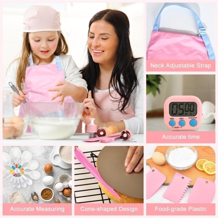 Kids Cooking Set 37PCS Real Baking Kit w Case Timer Safe Knives Open Box