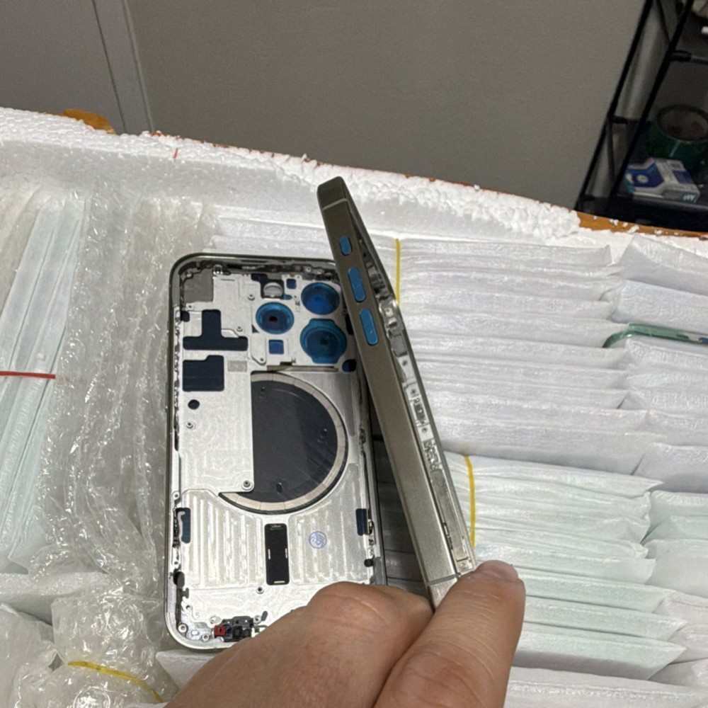 Apple iPhone 15 Pro Silver Housing Frame / Back Glass Replacement