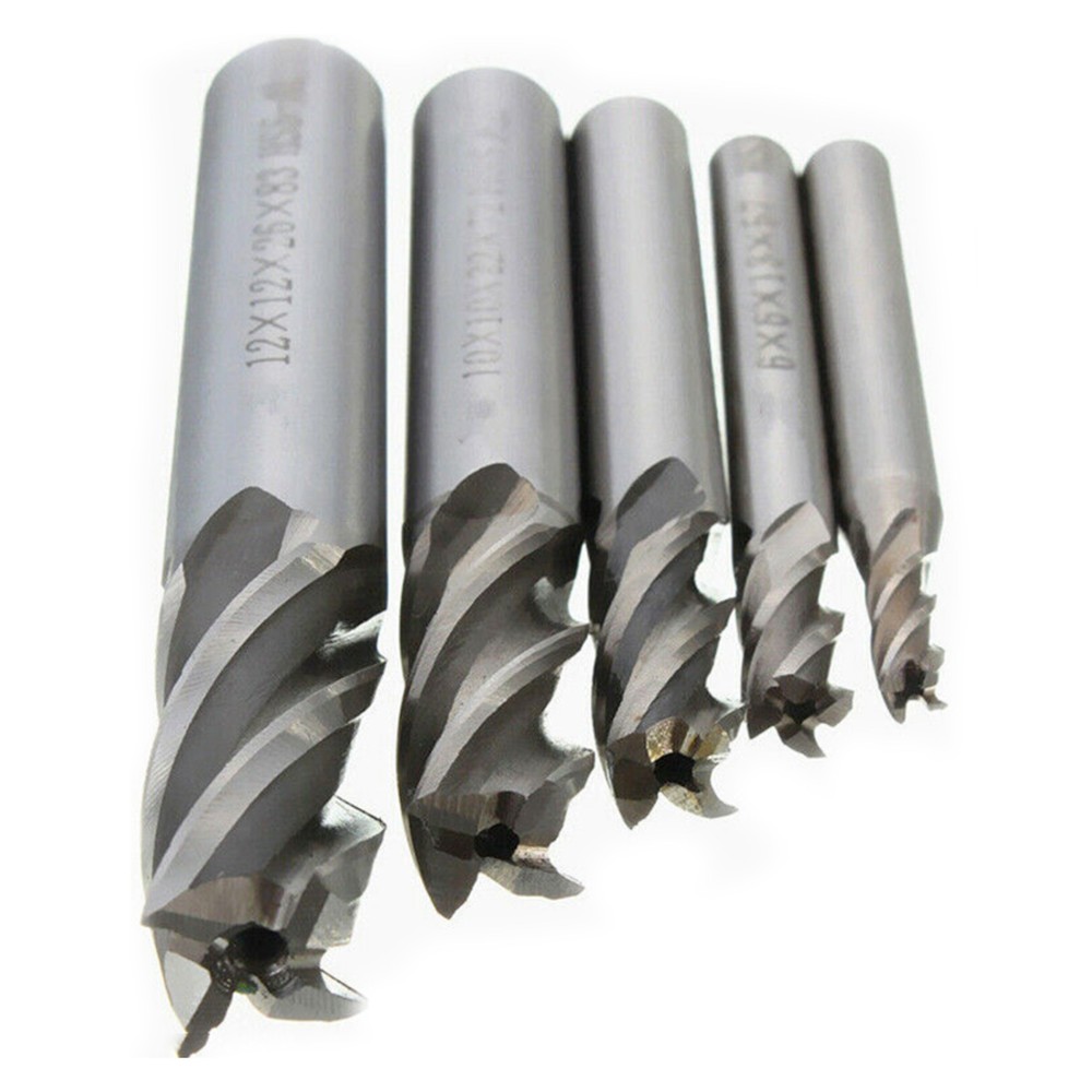 5Pcs CNC Straight Drill Bits HSS Shank 4 Flutes Engraving Milling Cutters
