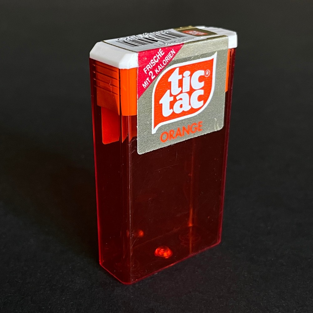 Orange Tic Tac Candy Tinted Container • Switzerland • Ferrero