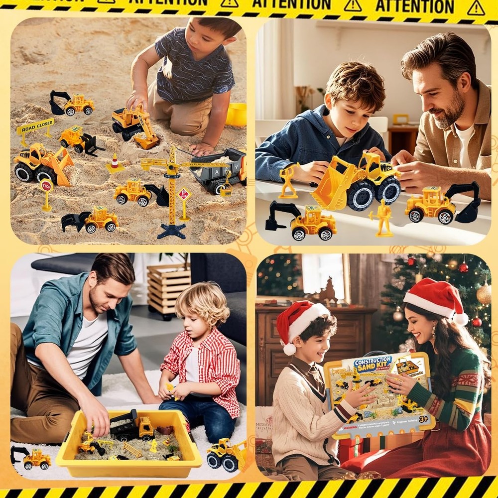 Construction Sensory Sand Kit - 42 PCS Building Set with 2lbs Magic Sand, 9 C...
