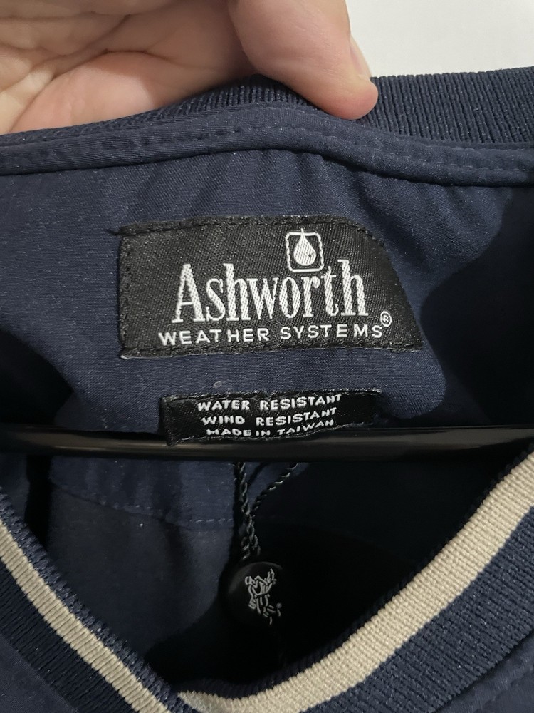 Ashworth Golf Weather System Pullover Size L Blue Wind Water Resistant Pockets