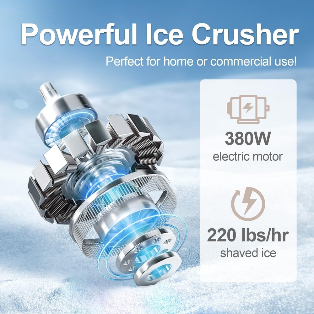 Electric Ice Shaver – 280lbs/hr Capacity with Automatic Safety Features