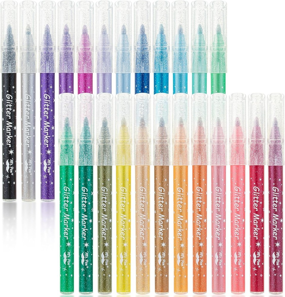 Mr. Pen- Glitter Markers, 24 pcs, Assorted Color, Medium Tip Multicolor