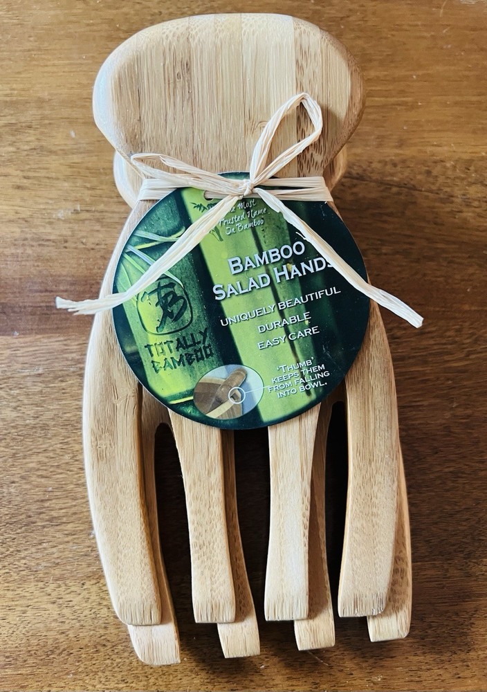 NWT Totally Bamboo Salad Hands Salad Serving Set