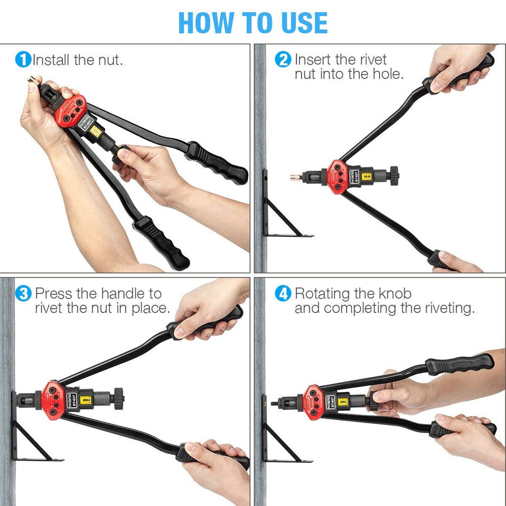 16" Hand Rivet Gun Kit Rivnut Thread Setting Tool Nut Setter NutSert Metric SAE