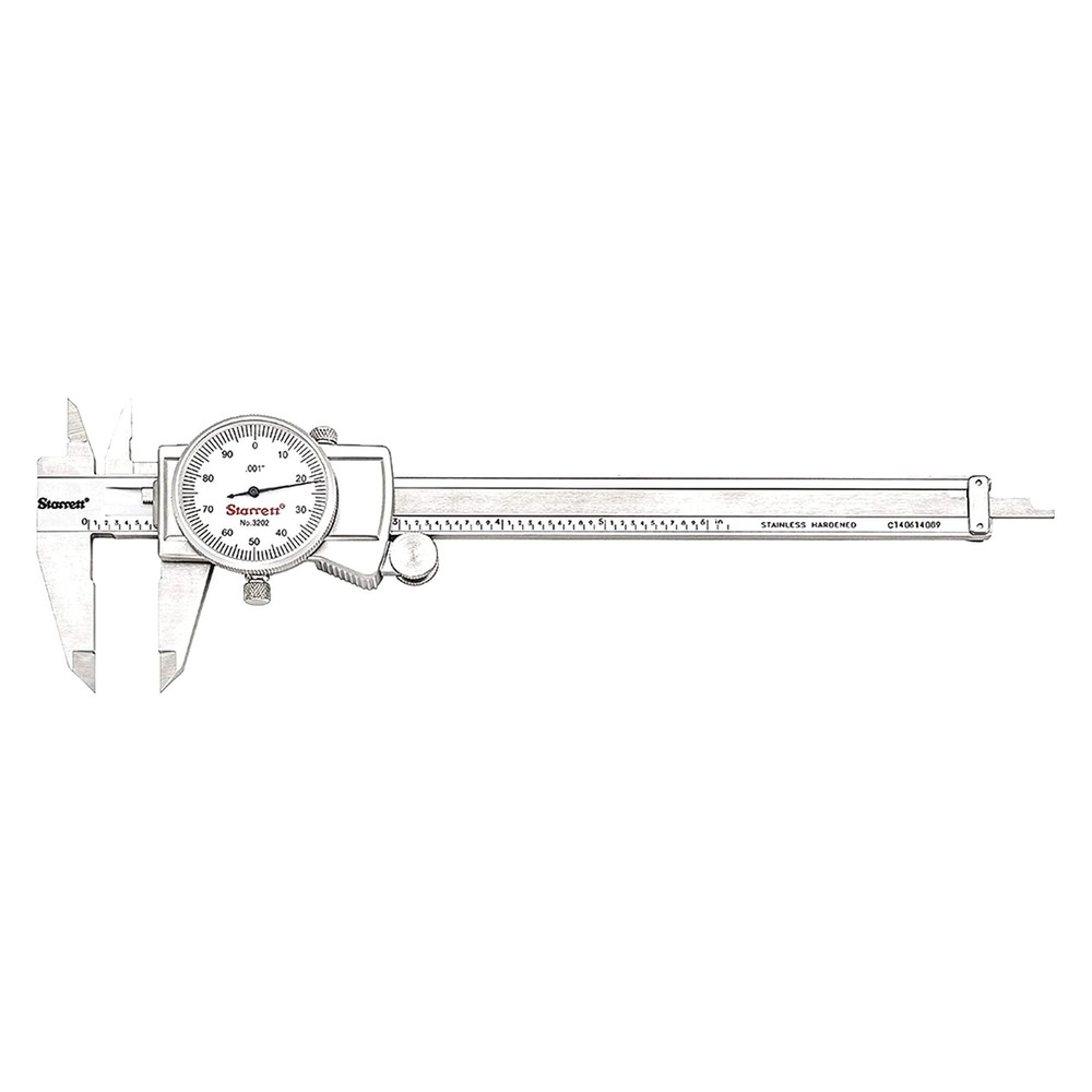 Starrett Dial Caliper with Adjustable Bezel and Fitted Case - White Face, 0-6" R