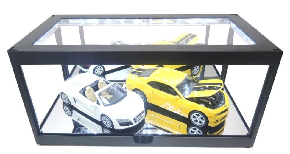 1:18/1:24 Stackable Display Case w LED Lights - Black - King Creations KC7710MBK