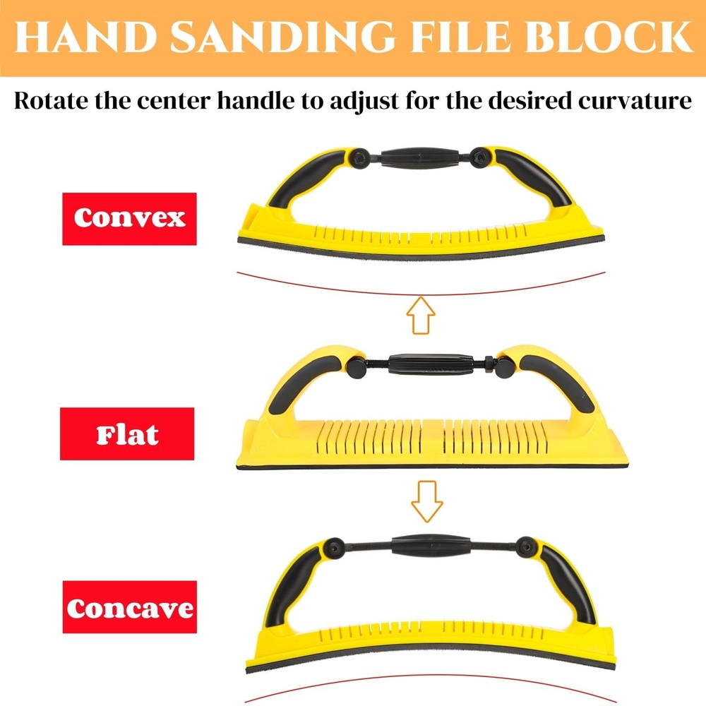 Hand Sanding File Block, Adjustable Radius Flex Longboard Sanding Block with ...