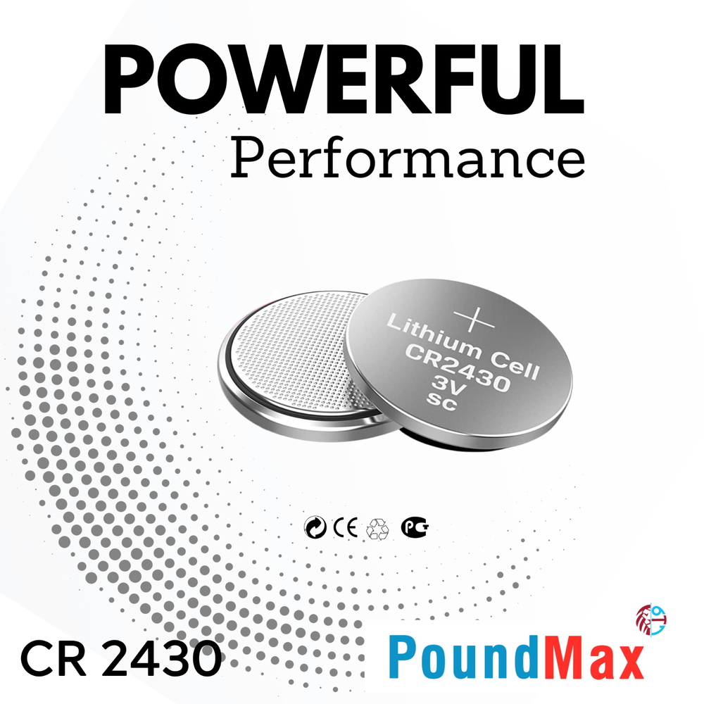 PoundMax CR2430 Batteries 3v Lithium Button Cell Battery Combo Pack - 5 Count