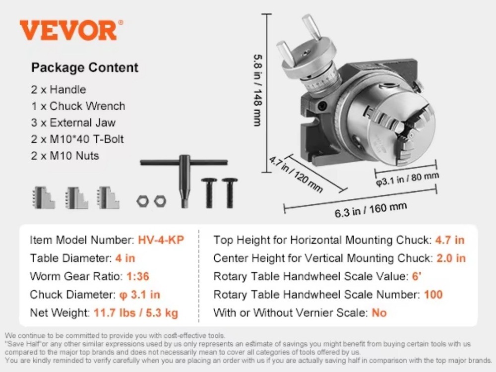 Precision Milling Rotary Table with Chuck Indexing Tools for Milling Machines
