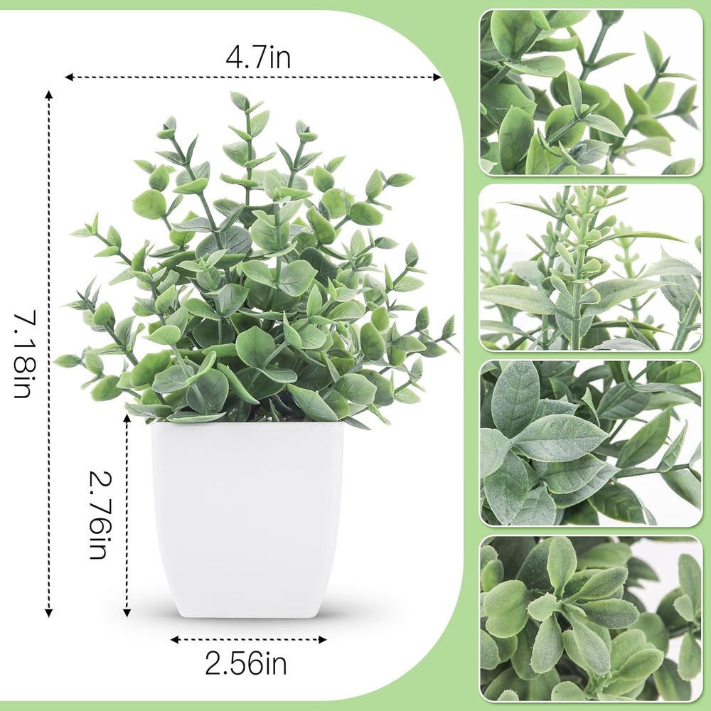 Der Rose 4 Pack Fake Plants Mini Artificial Greenery Potted for Grey