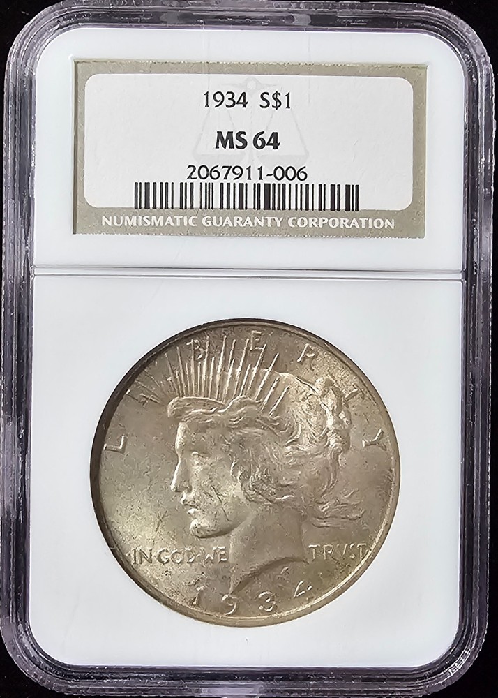 1934 Peace Dollar MS-64 NGC VIDEO