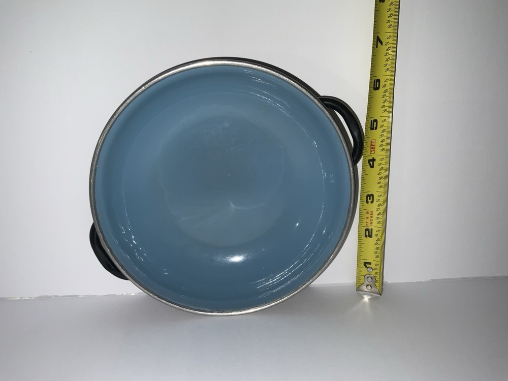 Authentic Yugoslavian Enamelware Blue And Black 6.5” Pan